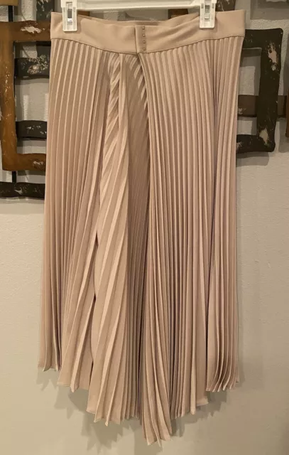 Vince Drape Pleated Midi Skirt Size 8 Asymmetrical hem