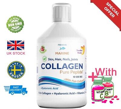 Il collagene Shot forte anti-invecchiamento idrolizzate Peptide Marino 10000mg, Vitamina C + B