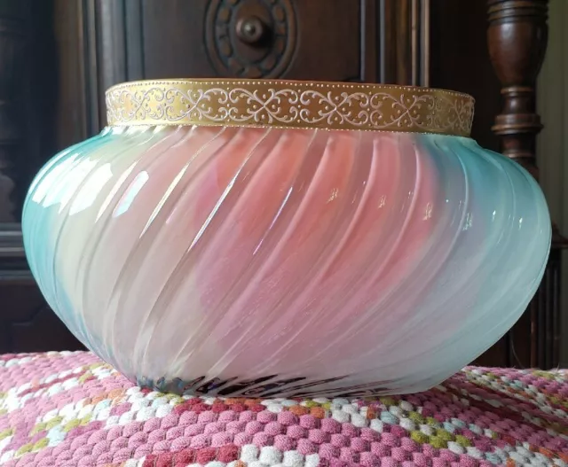 Loetz Glass Rainbow Iridescent Oval Bowl Antique Stunning and Rare Uranium Glow