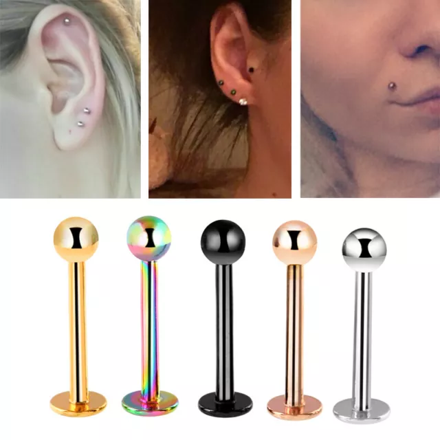 10Pcs/Set Surgical Steel Ball Stud Ear Bar Lip Nose Bar Body Piercing Jewe'EL