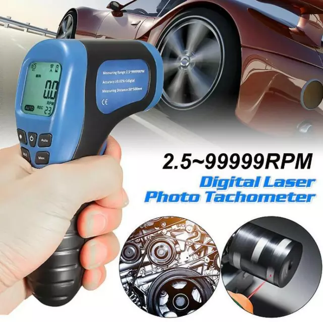 Digital Laser Photo Tachometer Speed Gauge Gun RPM Tach Tester Meter Non Contact