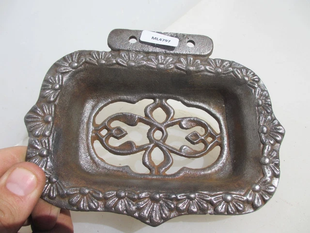 Vintage Iron Soap Dish Holder Pot Antique Old French Bathroom WC Ornate Sink