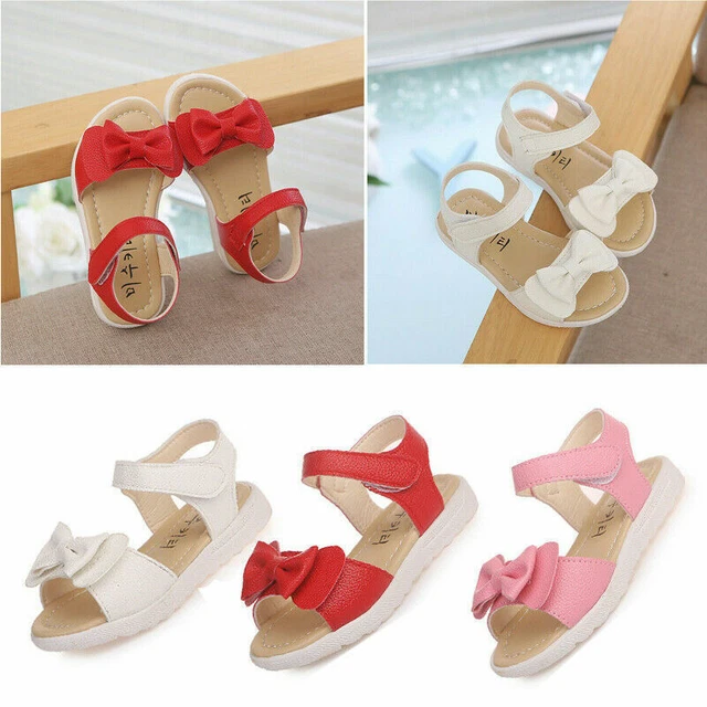 Girls Bow Knot Flat Sandals Toddler Baby Kids Princess Casual Summer Shoes Size*
