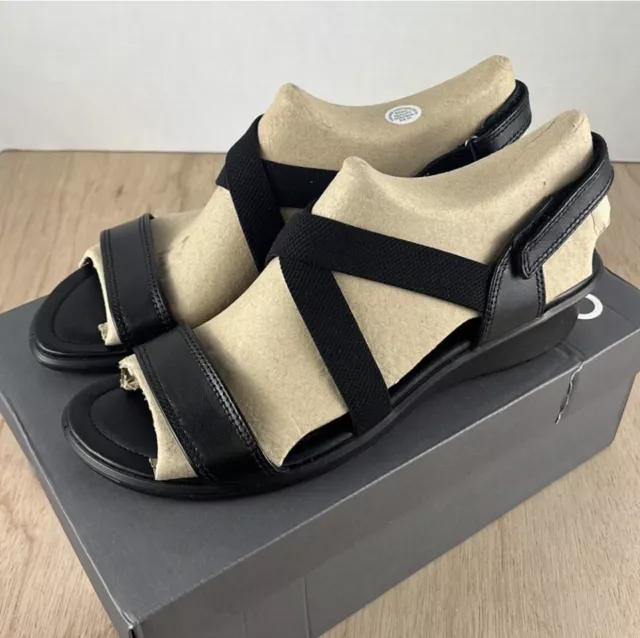Ecco Felicia Sandal Leather Women’s Color Black 10 10.5  Cute Straps Comfort NWB 3