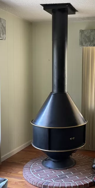 Vintage Mid Century Steel Wood Burning Fireplace