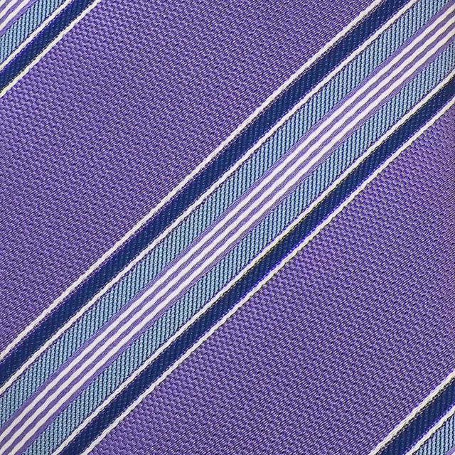 DAVID DONAHUE Mens Purple Navy STRIPED Self-tipped Handmade Woven Silk Tie NWT