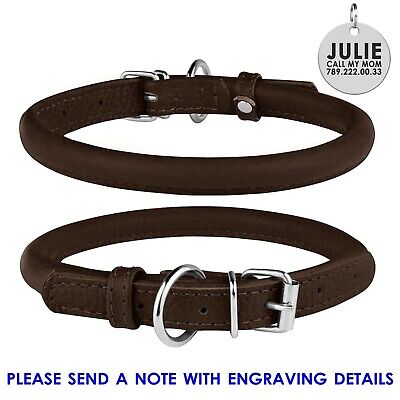 Rolled Leather Dog Collar S Rope Round Collars For Dogs Soft Padded Heavy Duty M