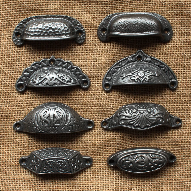 Antique Cast Iron Cabinet Cup Pull Handles Door Cupboard Kitchen Victorian Style