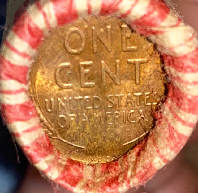 1 US Lincoln Wheat Cent Penny Roll 1909-S/1909 VDB BU+ RD (50 Coins) Old Vintage 2