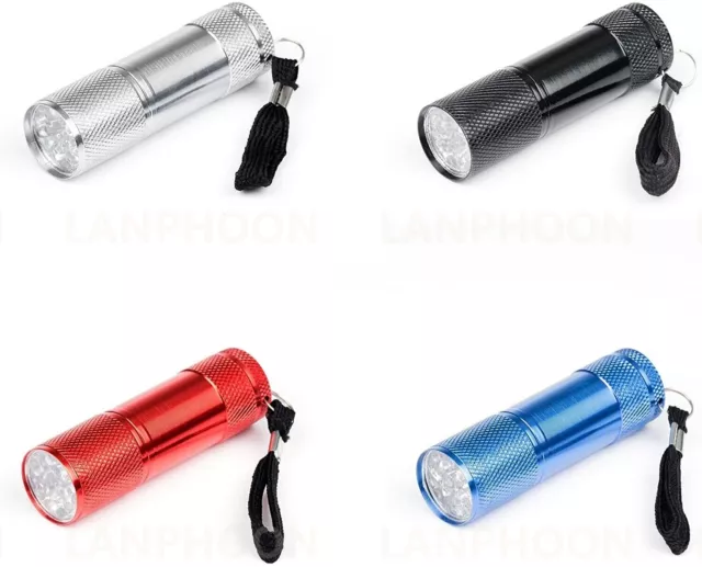 4PCS Super Bright Mini 9 LED Bulb Pocket Torches Small Keyring Torch Flashlight