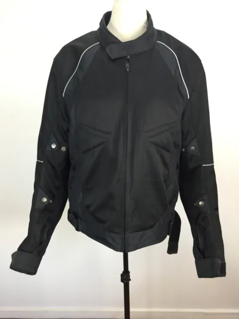 Torque Size L Mens Black Zip Up Summer Motorcycle Jacket Padded Removable Lining