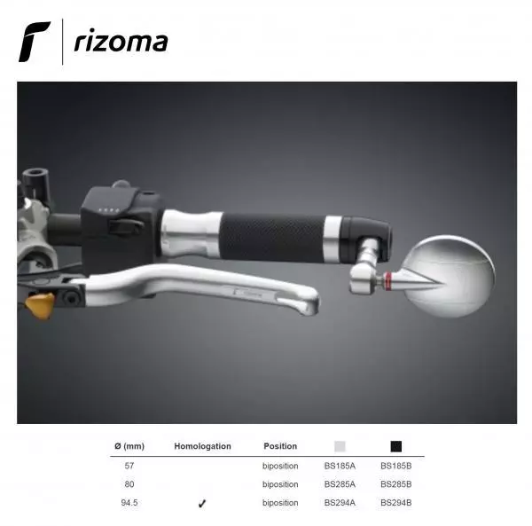 Rizoma Spy-R NAKED Specchietto biposizione Specchio retrovisore univ 57mm nero