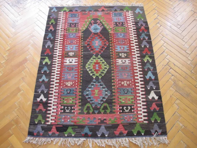 Alfombra Kilim pequeña vintage de lana hecha a mano, alfombra turca tejida...