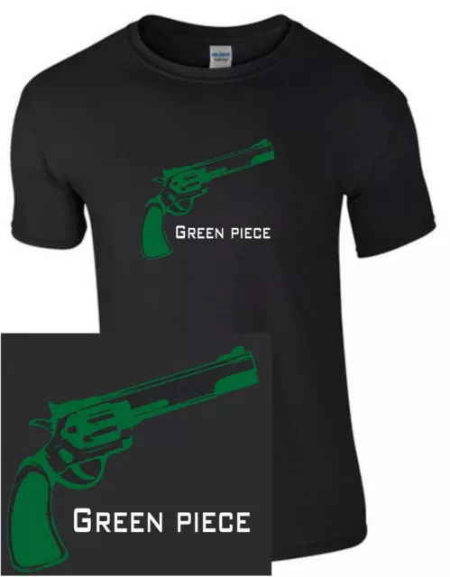 FUNSHIRT T-Shirt "GREEN PIECE" pistola verde retrò peace gun fun regalo