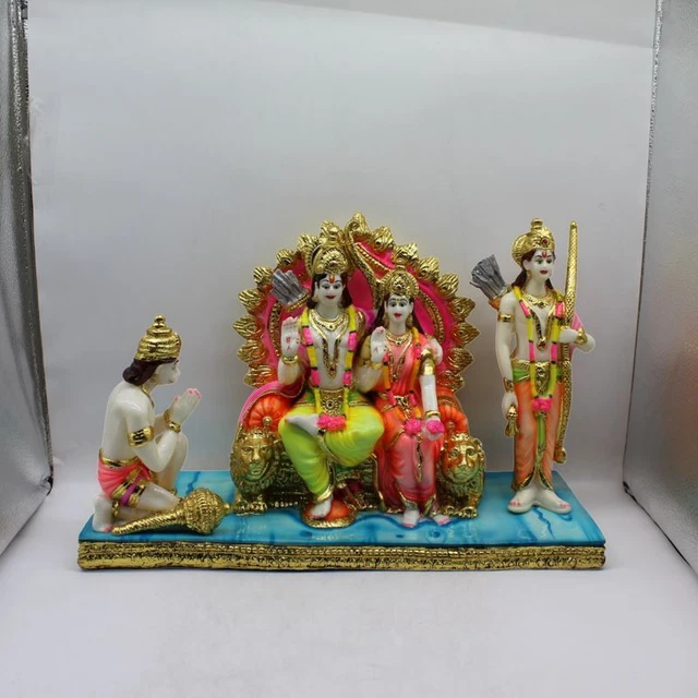 Buy GCT Ram Darbar Idol Lord Rama Laxman Hanuman Sita Family Murti (B-145) Gold Metal Statue for Home Décor Car Dashboard Mandir Pooja Murti Temple Puja Office Table Showpiece Online at Low