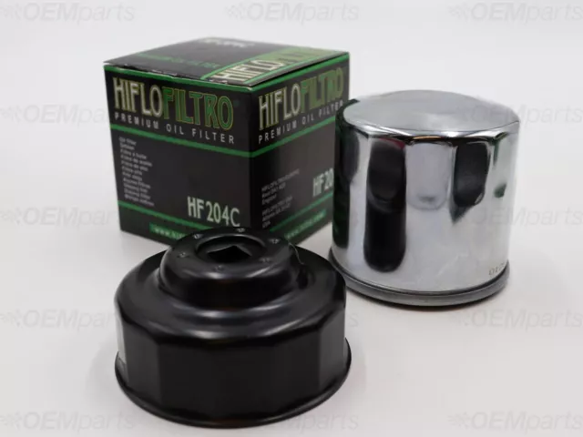 HiFlo Chrome Oil Filter And Oil Filter Wrench KAWASAKI KFX 700 (2004-2011)