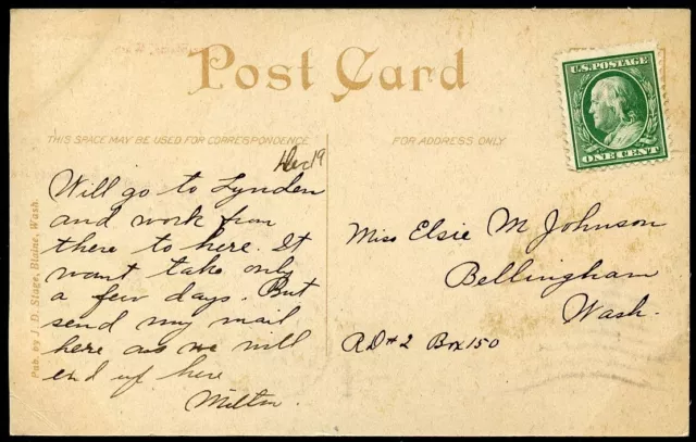 WHITE ROCK BRITISH Columbia Near Blaine Washington 1907 Postcard $9.99 ...