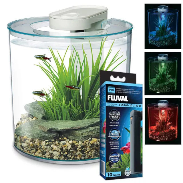 Marina 360 Tropical Aquarium LED Remote 4 Colours Fish Tank Heater Beginner 10L 2