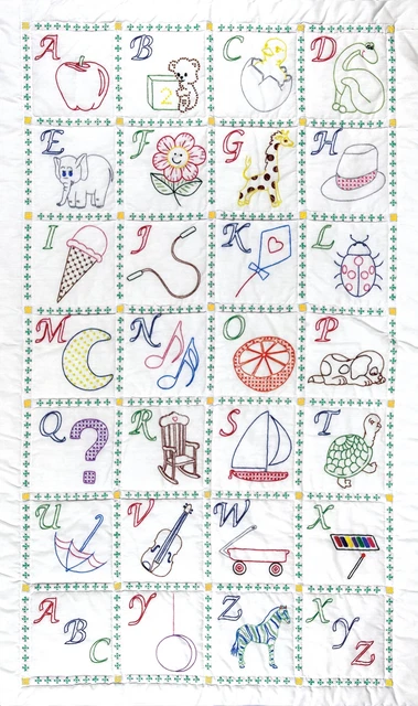 Jack Dempsey gestempelt weiß Quilt Krippe Top 40""x60""-ABCs -4060 62