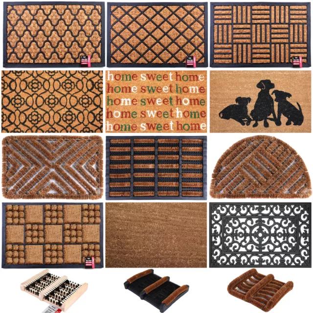 Coir Doormat Rubber Back Non Slip Matting Outdoor Front Floor Door Mat Assorted