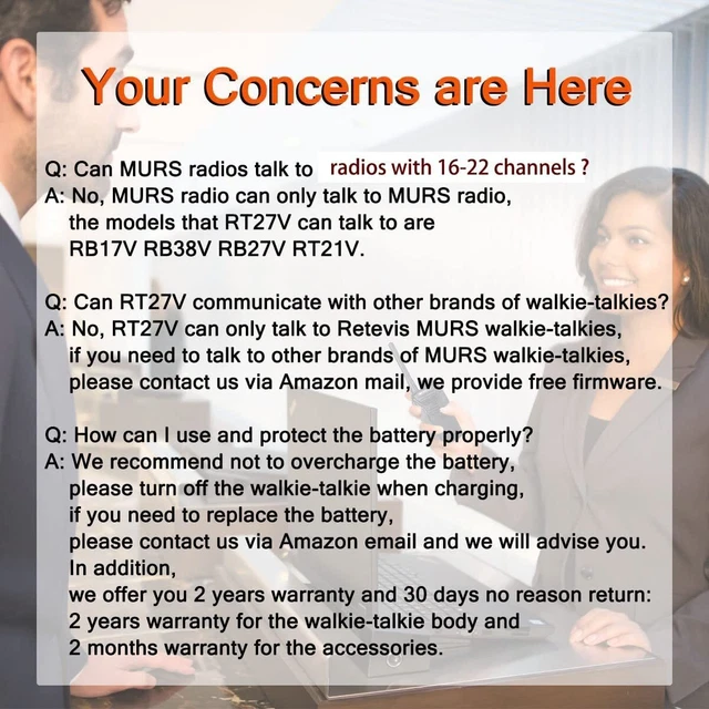 RT27V MURS Radios Walkie Talkies with Earpiece Adults Rechargeable Two Way