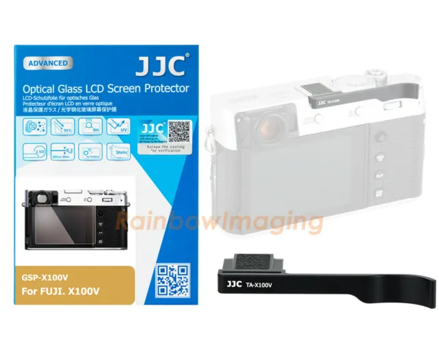 JJC Metal Thumbs Up Grip Ultra Thin Glass Screen protector for Fujifilm X100V