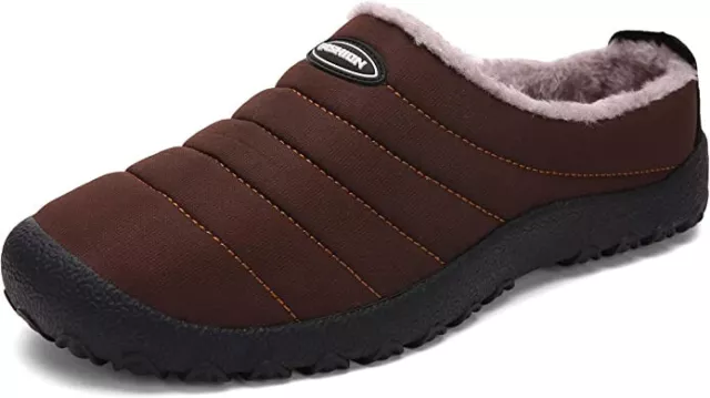 Pantofole slip on unisex marroni impermeabili foderate in pelliccia scarpe da casa nuove con etichette taglia 39 (6)