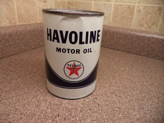 VINTAGE TEXACO HAVOLINE Motor Oil Quart Can Empty & Gas Station Oil ...