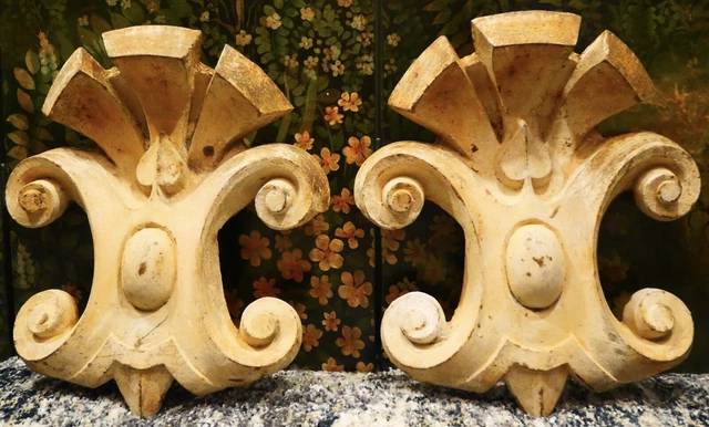 Pair of Early 20th Century French Painted Cast Iron Fleur de Lis Style Plaques