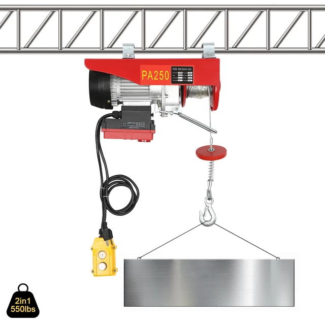 550Lbs Electric Hoist Winch Engine Crane Overhead with Wireless Remote Control