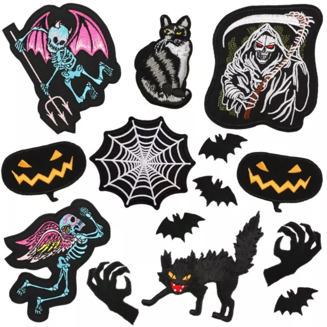 Fledermaus Halloween Schrecklich. Schädel Marke Stickerei Anwendungen Patches