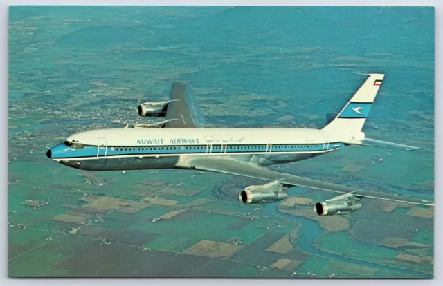 Airplane Postcard Kuwait Airways Airlines Boeing 707-320 In Flight EI6