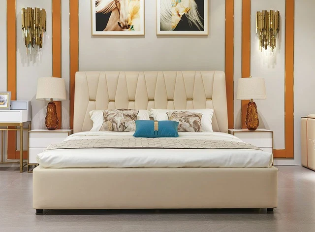 Lit 2x Table de Chevet 3tlg. Chambre à Coucher Set Luxe Design Complet Sets Lits