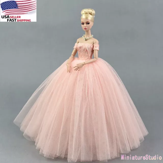 Pink Wedding Dress for 11.5inch Doll Princess Long Dresses Doll Clothes 1/6 Toy