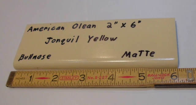 1 pc. Vintage Ceramic Bullnose Tile  2” X 6” Jonquil Yellow; American Olean  NOS