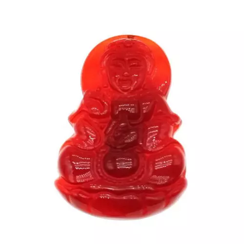 Certified Chinese Carved Art Natural Red Agate Jewelry Pendant - Kwan-Yin