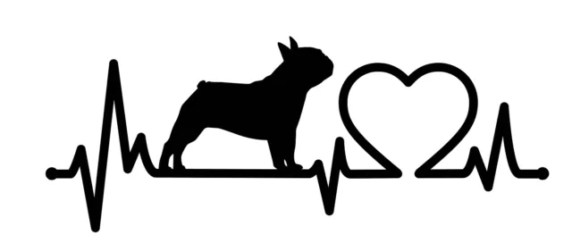 Autoaufkleber / Sticker /  Innen und Außen Herzschlag Französische Bulldogge 01