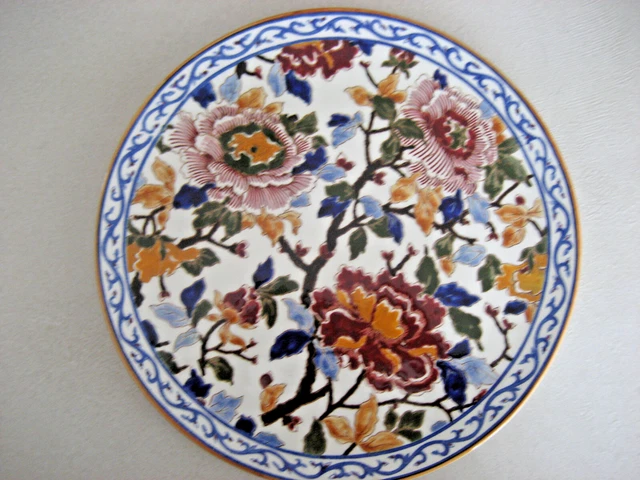 ANCIEN GRAND Plat faïence de Gien décor Pivoines 1938 1960 de 30 cm EUR ...