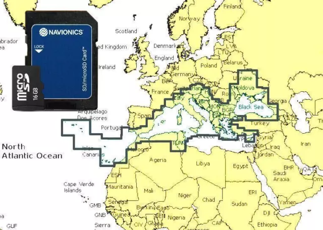 2024 Navionics+ Plus microSD SD Chart Card Map Seekarte Mediterranean Black Sea