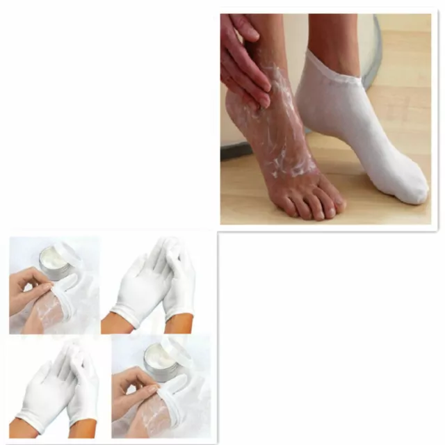 White Moisturising Socks Gloves Moisture Cream Care Hand Feet Smooth Soft Skin