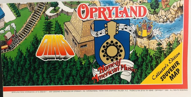 1995 Opryland USA Vintage Theme Park Souvenir Map Nashville, TN