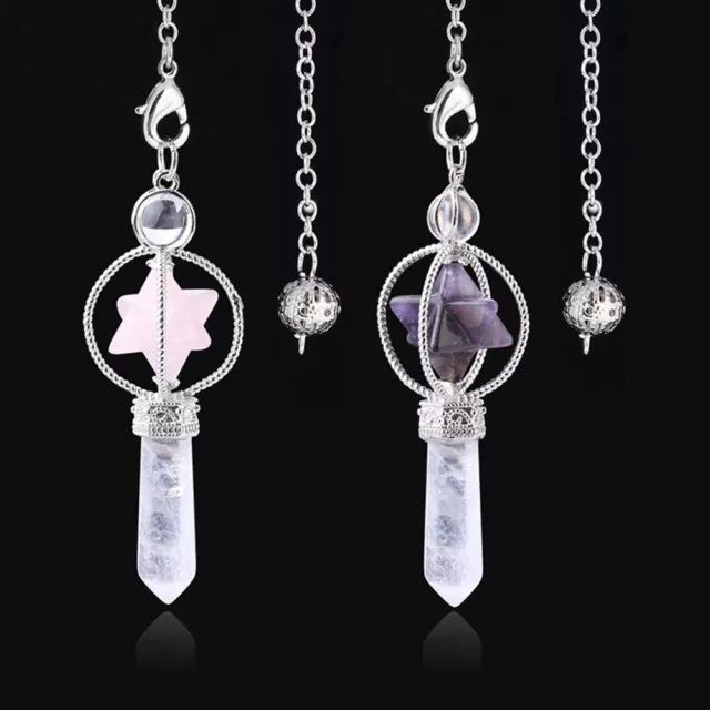 Natural Gemstones Merkaba Pendulum Healing Crystal Pointed Reiki Chakra Pendant
