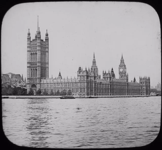 Linterna mágica de vidrio diapositiva casas del parlamento c1890 foto victoriana londres