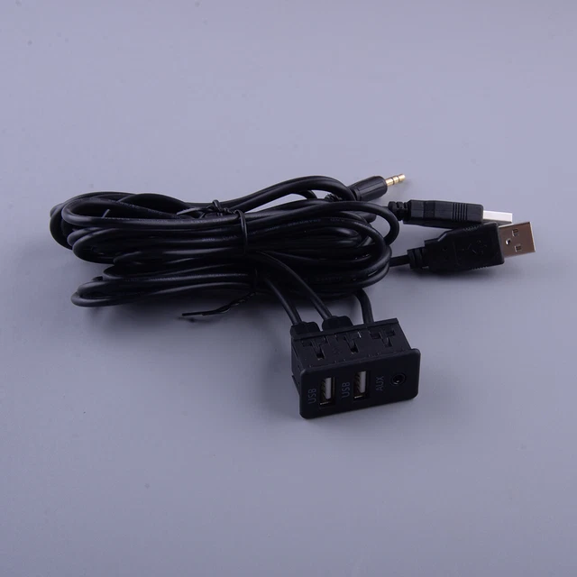 2 USB AUX Adapter Socket Car Boat Charging Dashboard Mounted Extension