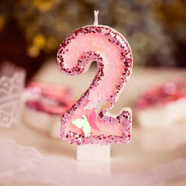 Brillo Rosa Número Feliz Cumpleaños Pastel Vela Reparto Decoración Boda 520 Fiesta Sujetador
