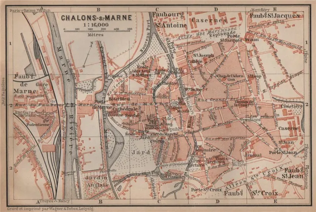 CHALONS-EN-CHAMPAGNE town city plan de la ville. Châlons-sur-Marne 1899 map