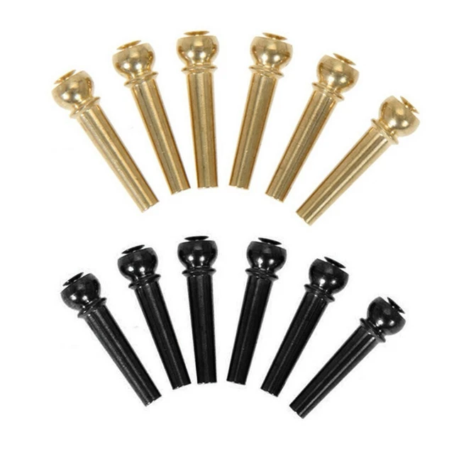 For Guitare Acoustique Cordes Ongles Métal Pont Broches Laiton Fixé Cône 6 Pcs
