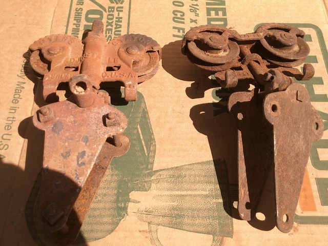 2 myers stayon adjustable bard door rollers, pat. may 28 01. working wheels