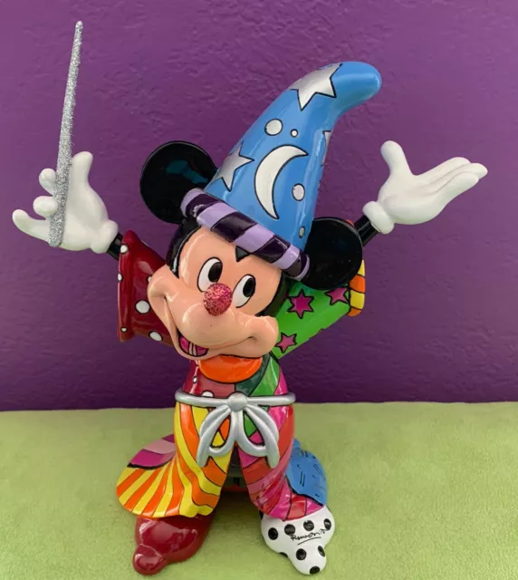 Romero Britto Disney Fantasia Sorcerer Mickey Mouse Figurine Sculpture Art New!