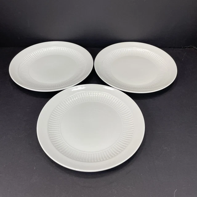 Juego de 3 platos de ensalada de almuerzo de piedra de hierro inglesa Adams Empress blancos de 8